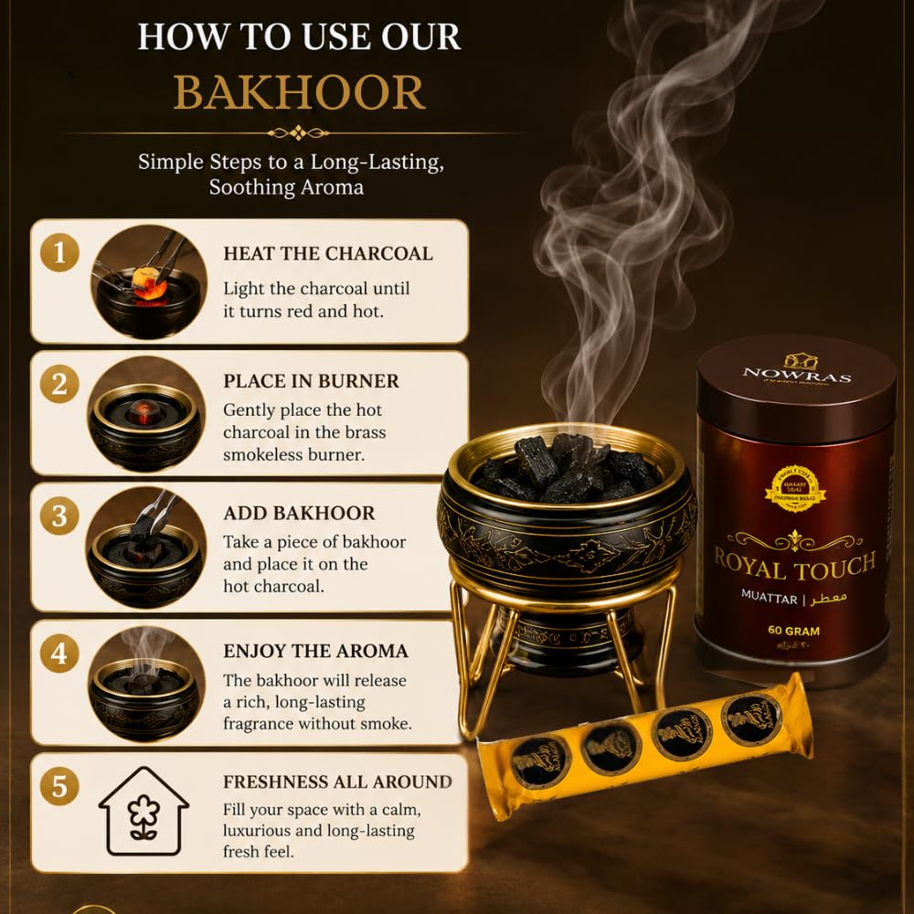 Royal Touch Bakhoor + Brass Burner Combo, picture 3